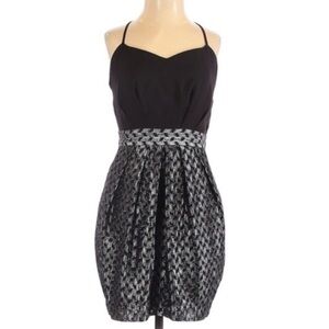 BCBGeneration woman Cross Strap Cocktail Dress size 0 black metallic silver